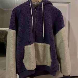 Forever 21 Purple and White Fleece Jacket
